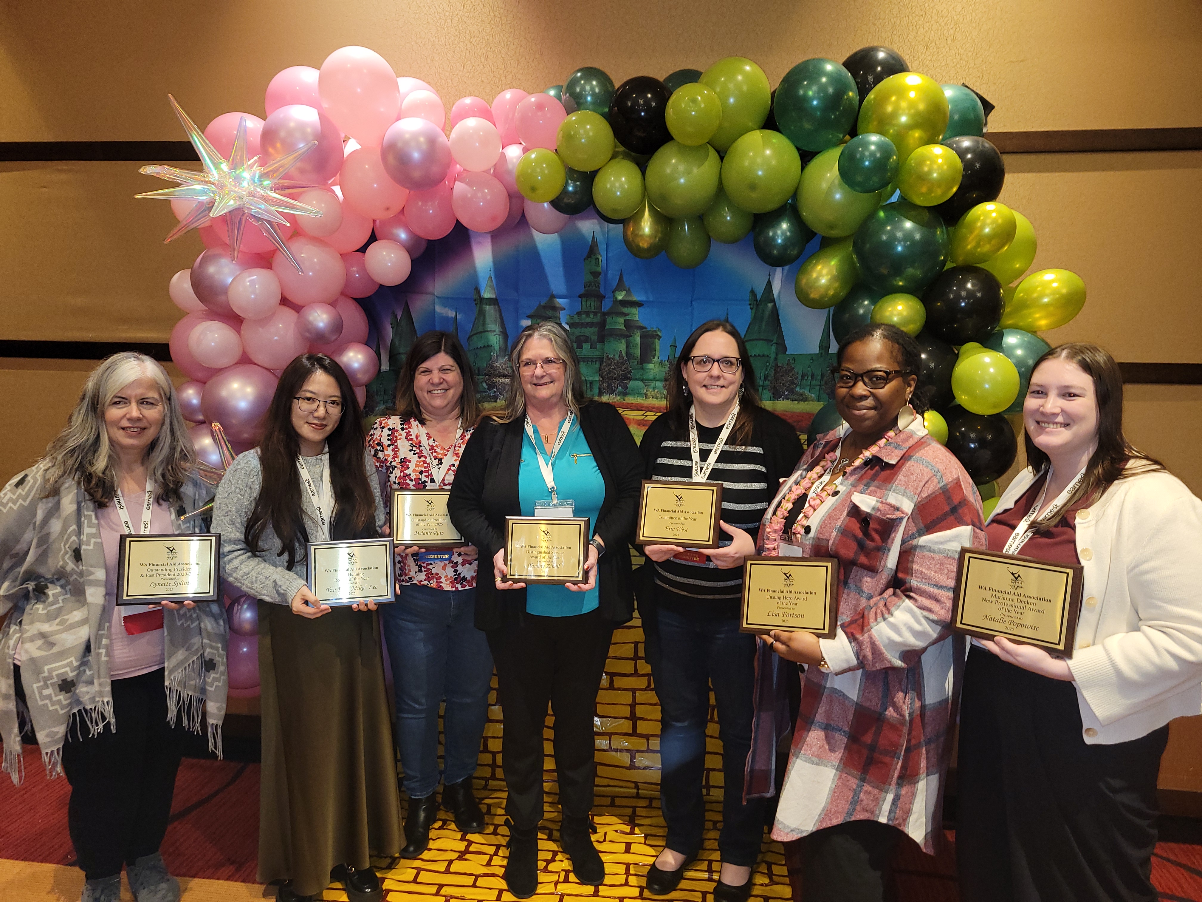 Image of 2025 recipients Lynette Splinter, Tzu Erh "Mika" Lee, Melanie Ruiz, Tammy Zibell, Erin West, Lisa Fortson, and Natalie Popowics